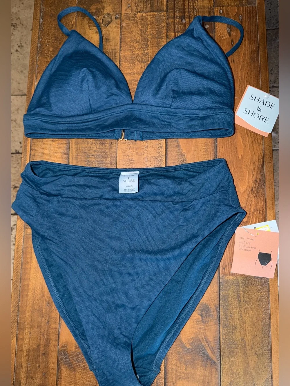 Shade & Shore Teal Blue High-Waist Bikini Set